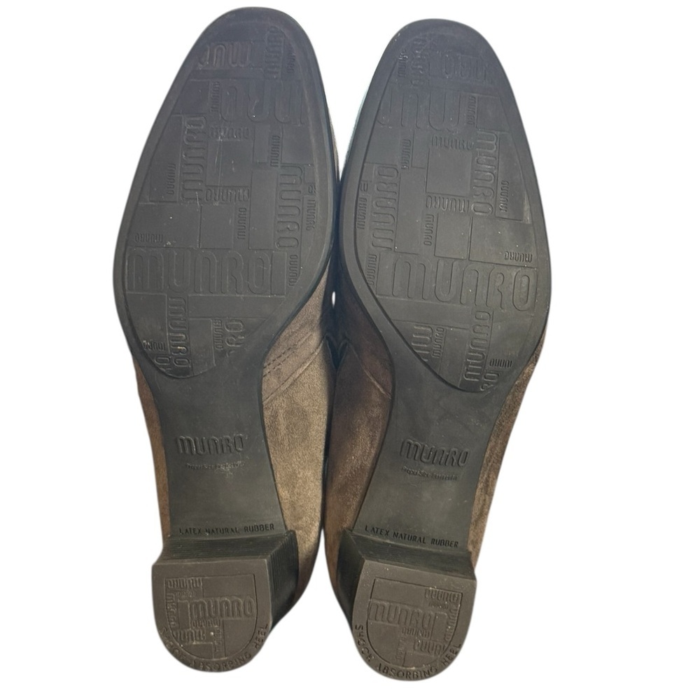 Munro Suede Block Heel Loafers Olive Brown Comfort Shoes 9.5Narrow - Picture 7 of 7